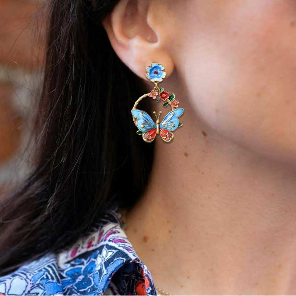 Vintage-Inspired Floral Butterfly Earrings